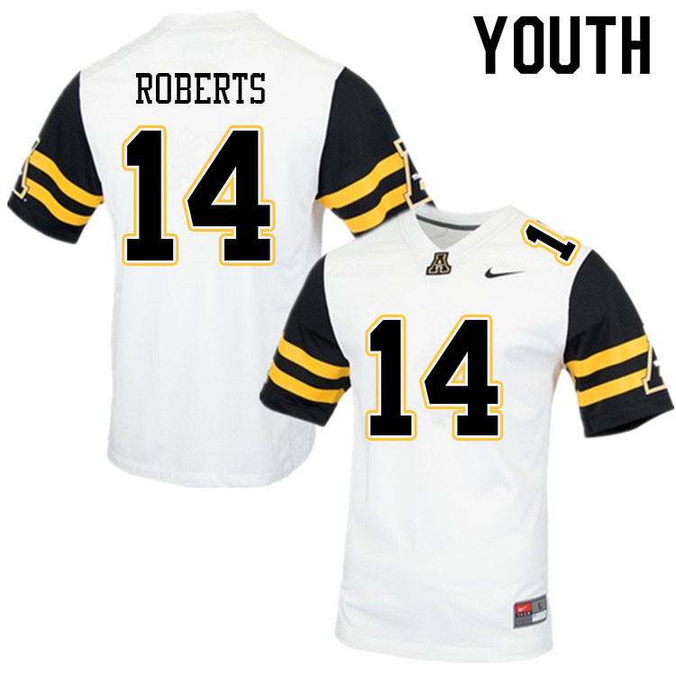 Youth #14 Kanye Roberts Appalachian State Mountaineers College Football Jerseys Sale-White